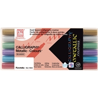 ZIG kalligrafipenne Metallic 8400 - dobbeltspids - sæt med 6 farver